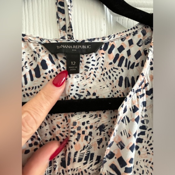 NWOT Banana Republic shift white with navy /light orange pattern dress 3/4 sleev - Picture 6 of 6